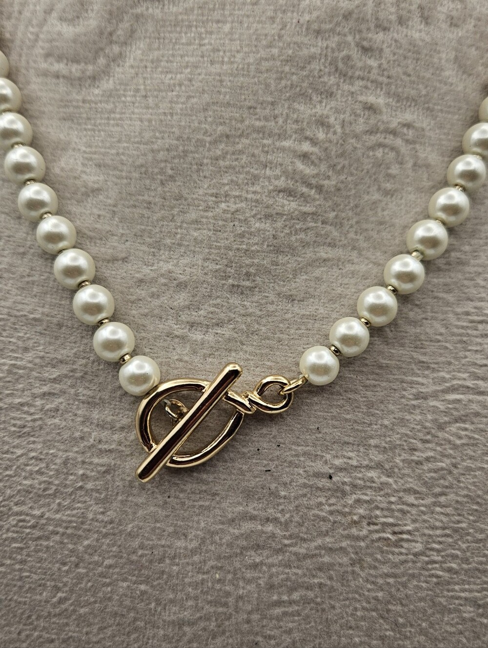 Anne Klein Faux Pearl Strand Necklace Gold Tone